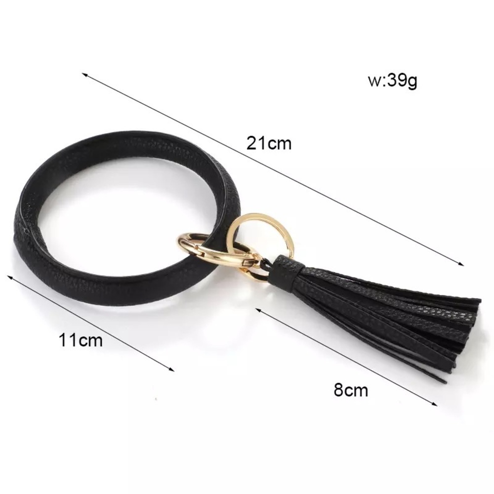 BLACK CIRCLE KEYCHAIN WRISTLET - Picture 11 of 14
